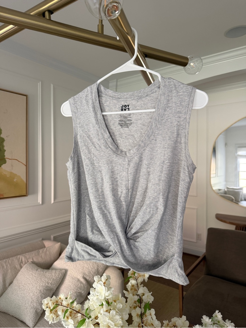 JoyLab Women's Gray Twist-Front Cropped Tank Top